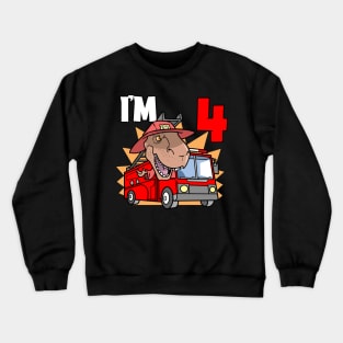 I'm 4 Firefighter T-Rex Children's Birthday Crewneck Sweatshirt